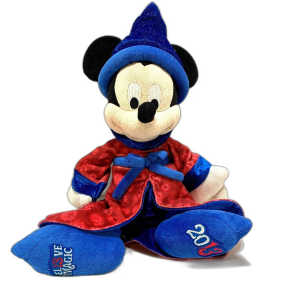 Disney Parks Mickey Mouse Plush Sorcerer Apprentice Believe in Magic 2013 Wizard - Picture 1 of 6
